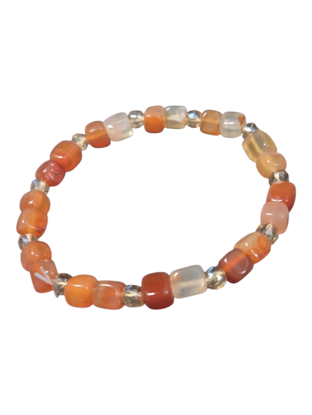 Orange Jade Beaded Bracelet | Handmade Healing Gemstone Jewelry. 236 - Picture 3 of 4